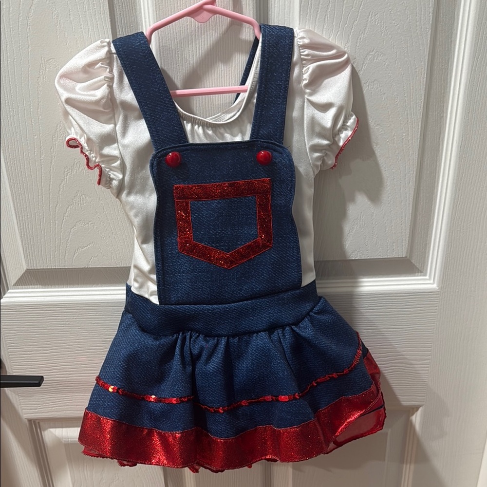 Blue and Red Dress with White Top Recital Dress